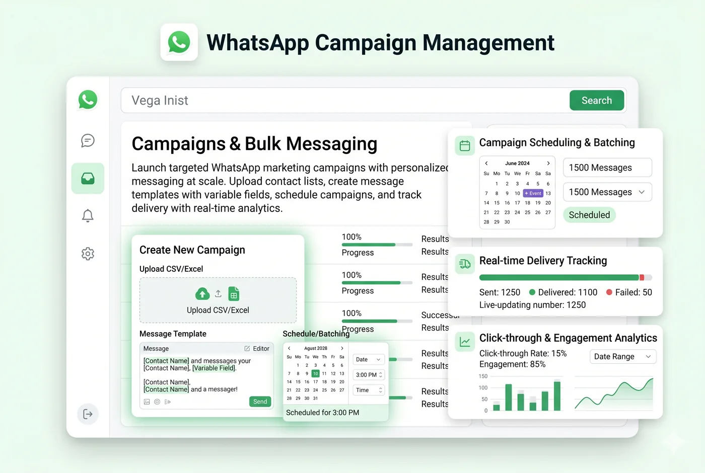 Bulk Messaging — WhatsApp Campaign Management | wChatFlowAI WhatsApp Business API Platform